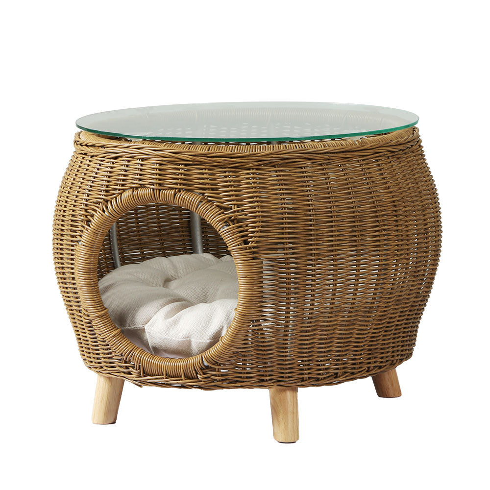 Pet Bed under Garden Coffee Side Table Wicker Aluminium Desk Outdoor Furniture-0