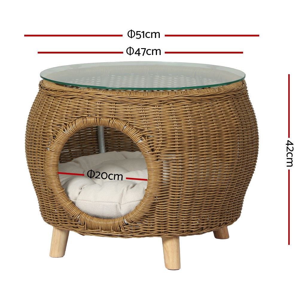 Pet Bed under Garden Coffee Side Table Wicker Aluminium Desk Outdoor Furniture-1