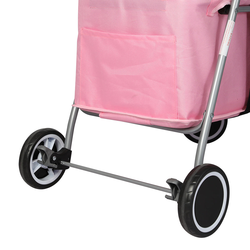 Pet Stroller Dog Cat Carrier Foldable Pink-2